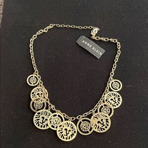 Anne Klein Gold Lion Medallion Necklace